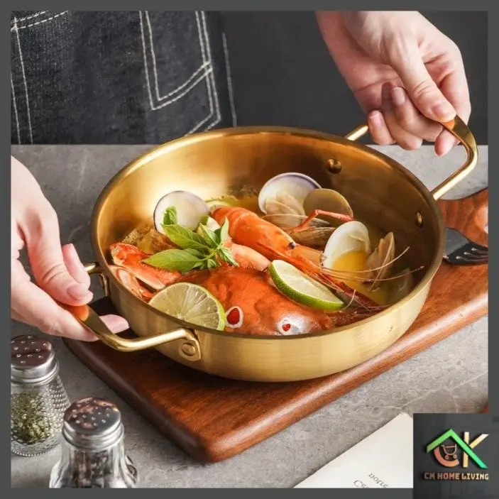 KOREAN STYLE GOLD POT 韩式不锈钢金色双耳锅