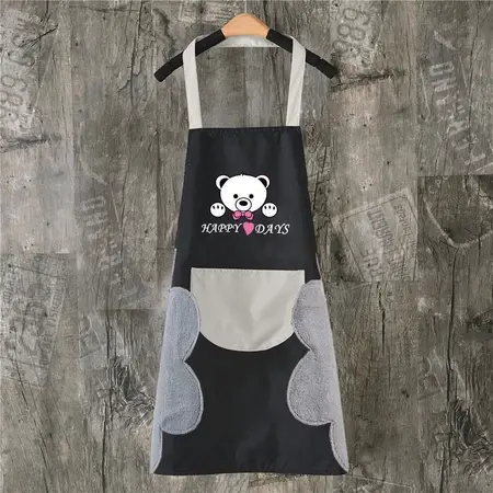 Bear Patterned Apron with Pocket 小熊图案围裙