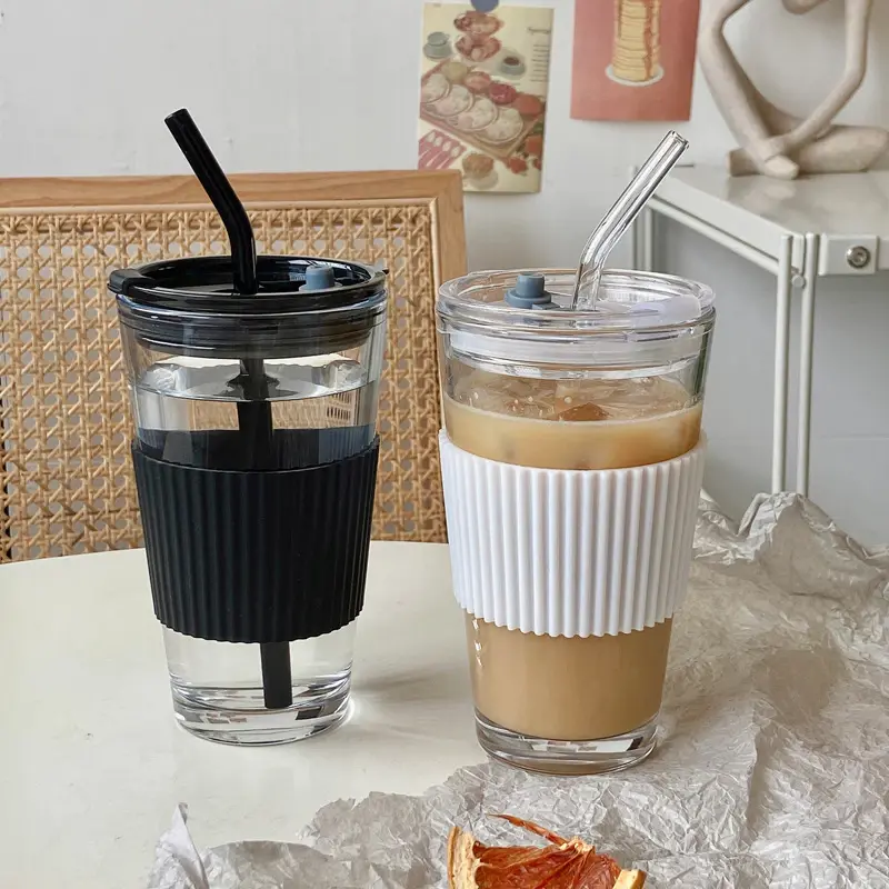 Ins Coffee Glass Cup Ins 风格咖啡玻璃杯 【Large 大】【Black 黑 / White 白】