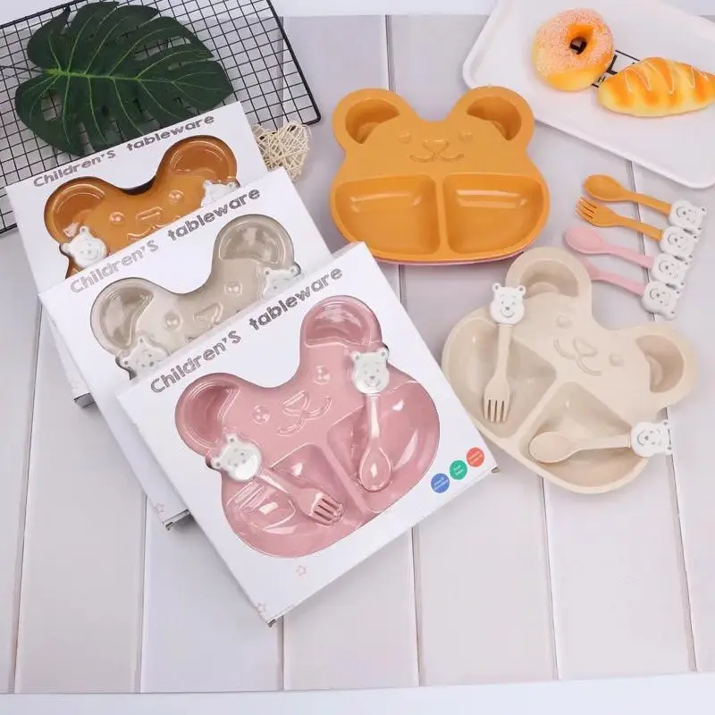 WHEAT STRAW SET SPOON POOH FORKS 小麦秸秆儿童餐具套装